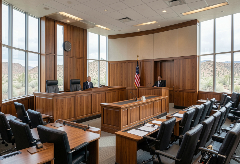 Courtroom in Nevada where hearings and legal proceedings take place.