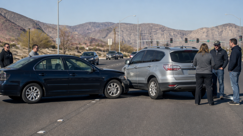 Two vehicles involved in a car accident in Nevada