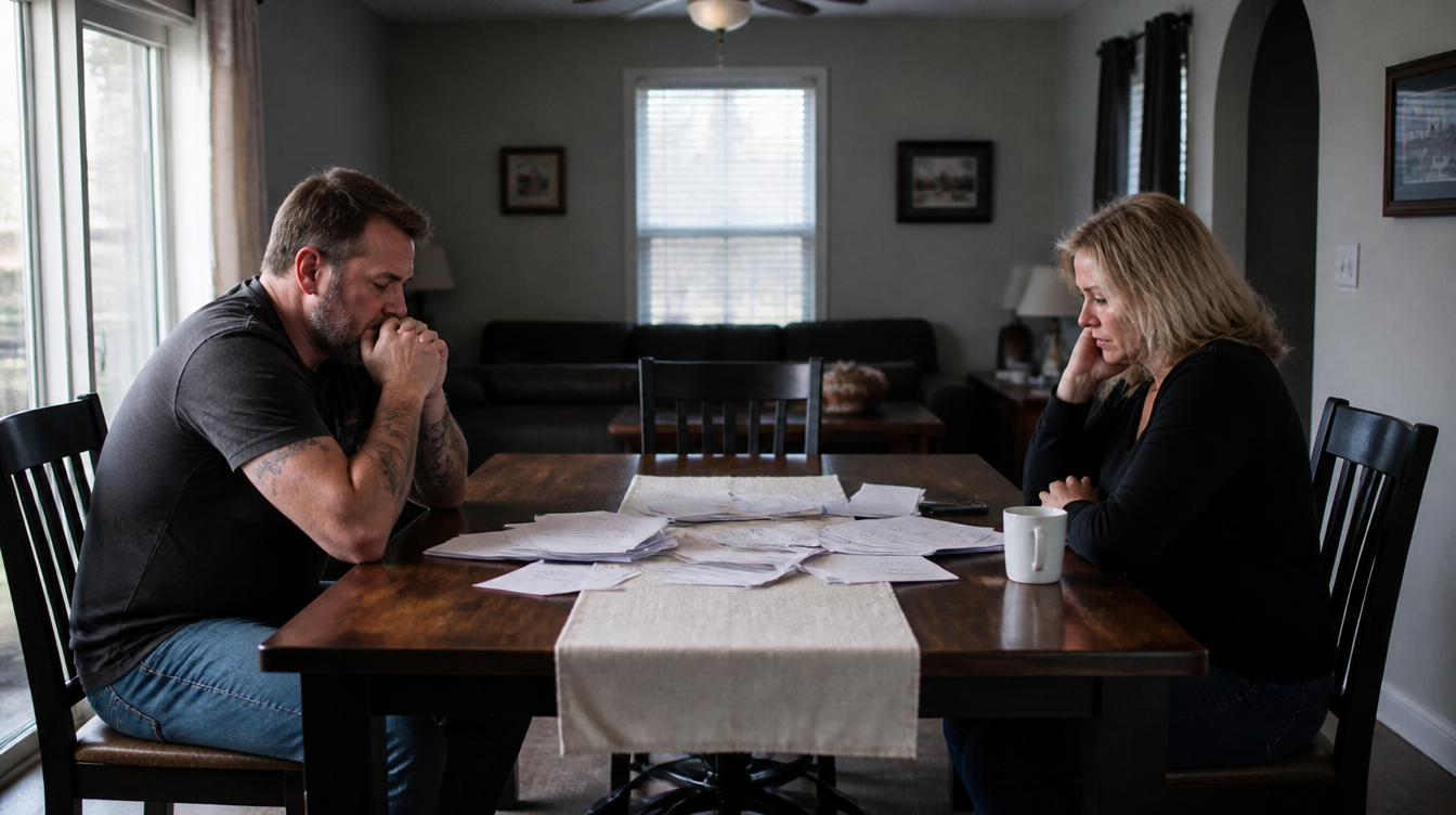 Married couple discussing household debt during a Nevada divorce