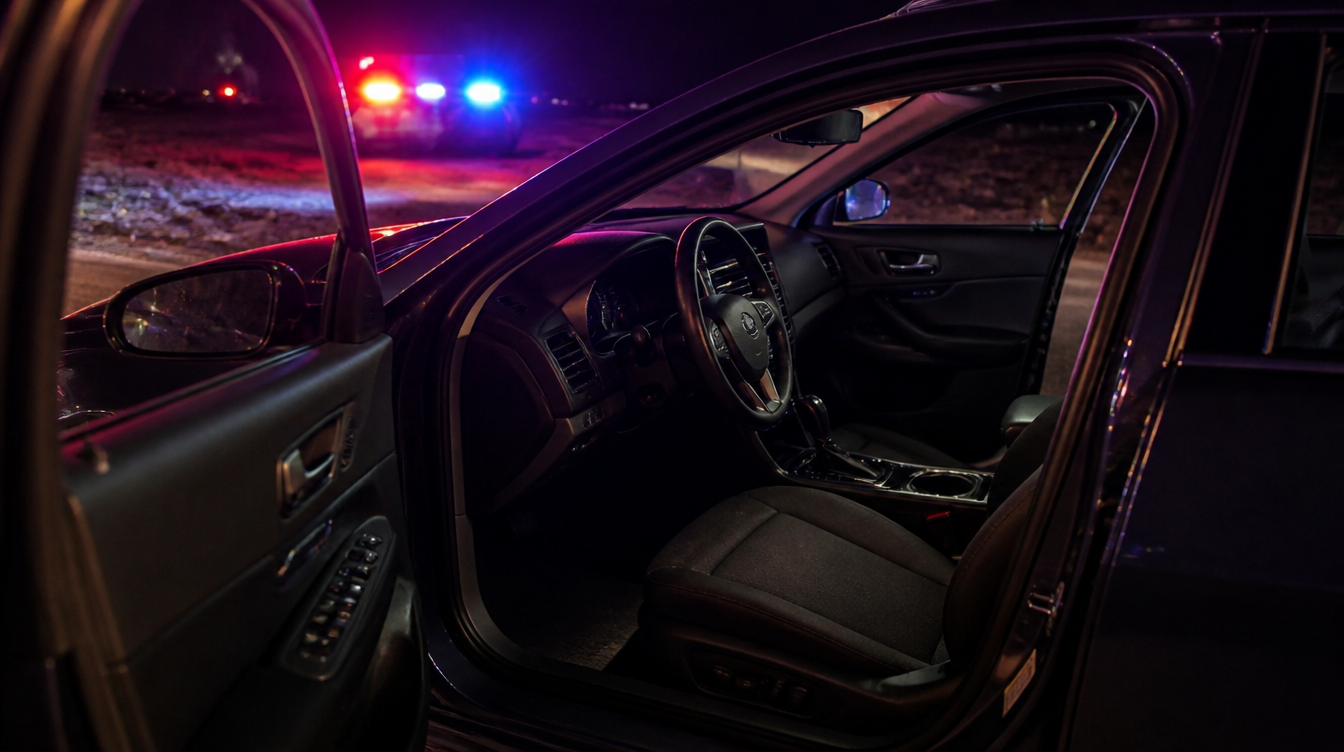 Vehicle at the scene of a nighttime Nevada DUI arrest